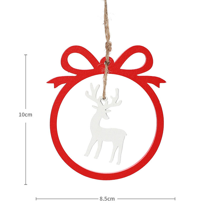 Christmas decorations, wooden Christmas hollowed out Christmas tree ornaments, wooden five pointed star reindeer snowflake ornaments — image 13
