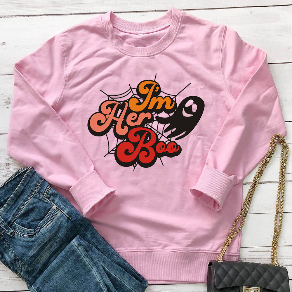 IM HER BOO letter spider web printed hoodie — image 4