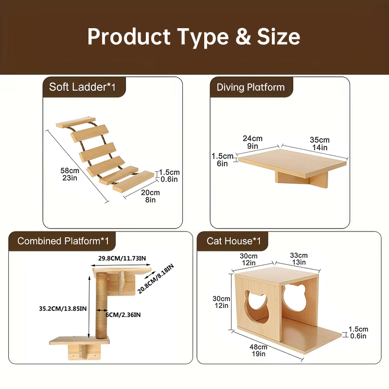 Hammaca para gatos en la pared & Pilar de rascar con sisal - Conjunto de estantes para gatos, árbol de escalada y cama para gatos en interiores — imagen 10