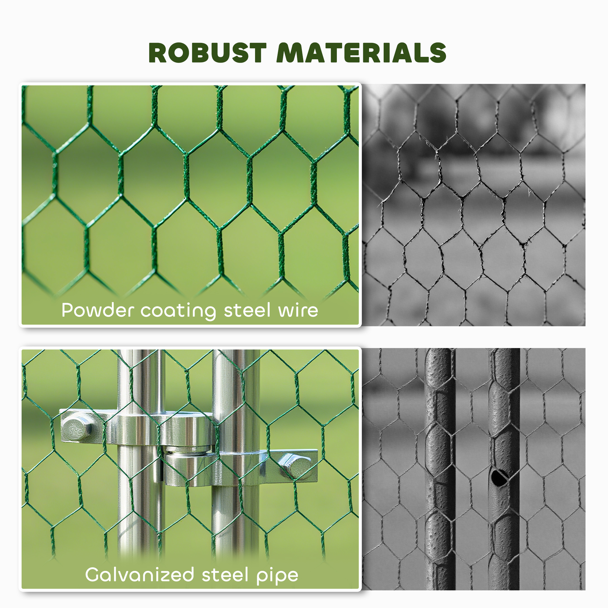 Cobertizo de Pollos Metálico con Cubierta Impermeable y Resistente a UV, Puerta de Alimentación, Comedor Suspendido, para 18-24 Pollos, 9.8 x 19.7 x 6.4 — imagen 5