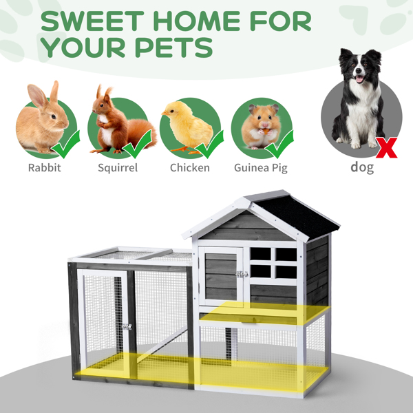 House Type With Ladder Gray Fir Wood Chicken Rabbit Cage — image 14