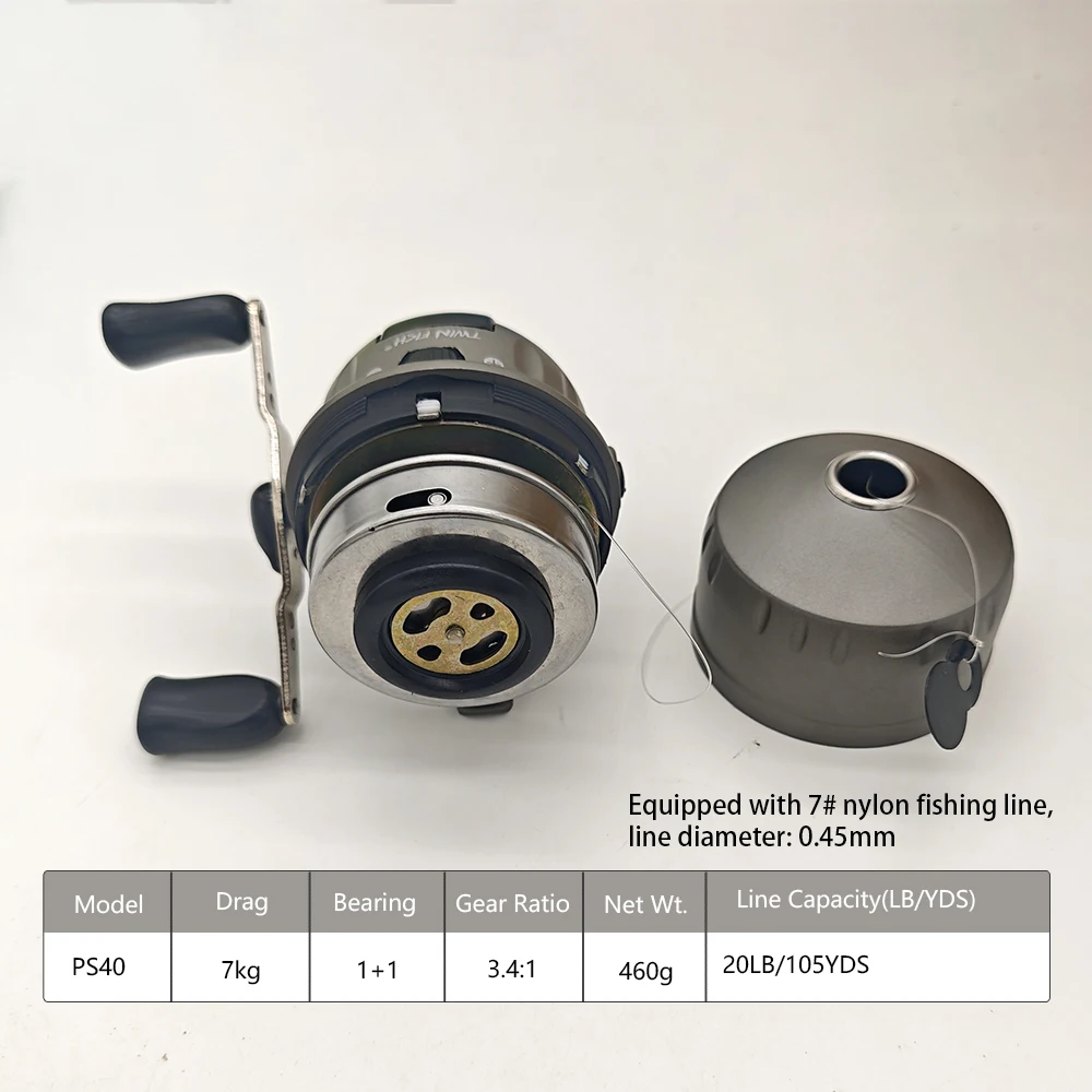 PS40 Large Spincast Reel Closed Built‑in Line Fishing Reel Outdoor Slingshot Bowfishing Shooting Fish Wheel Fishing Accessories — image 2