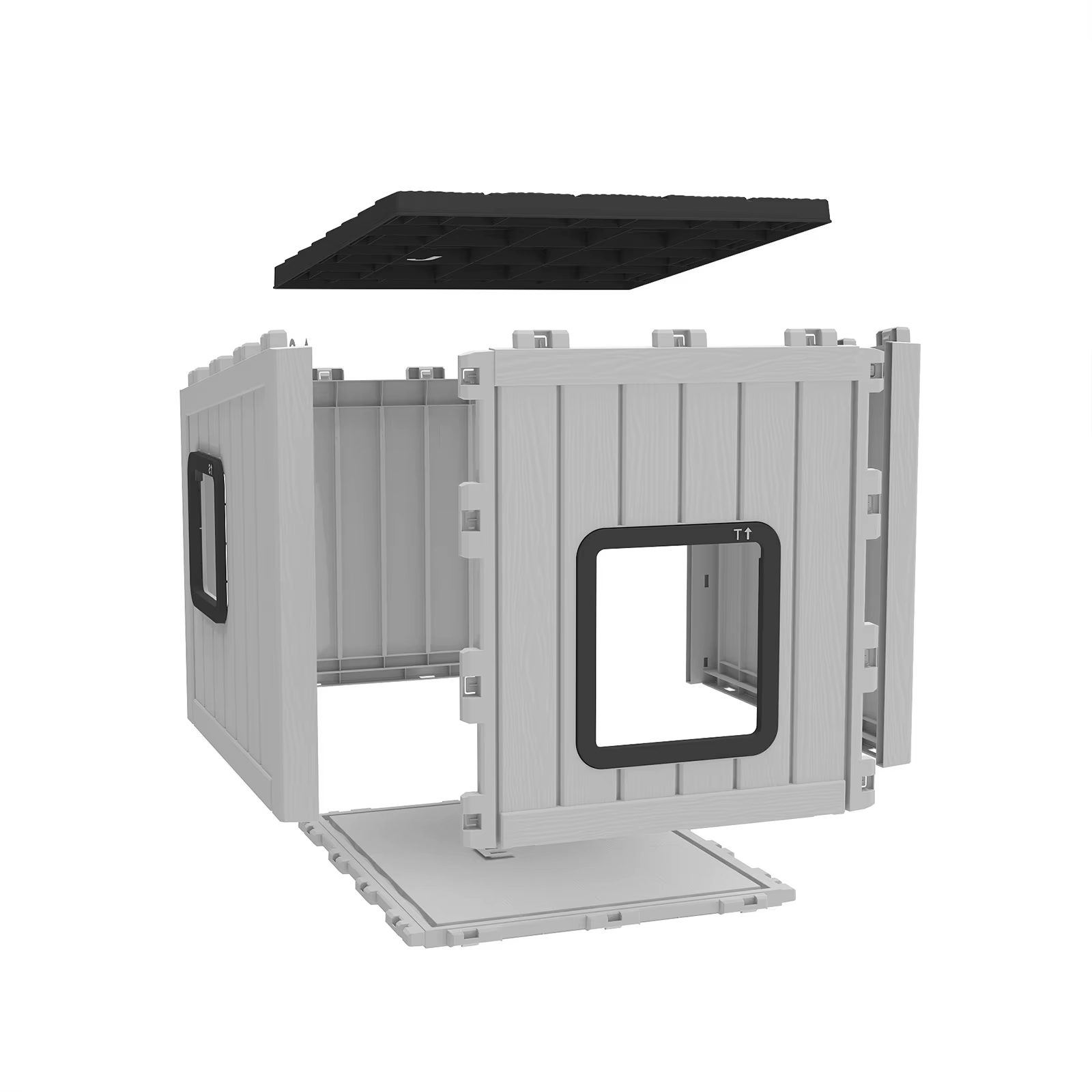 Cabaña de Plástico Resistente a la Lluvia para Gatos con Techo Inclinado, Refugio para Patio y Jardín Interior-Exterior — imagen 2