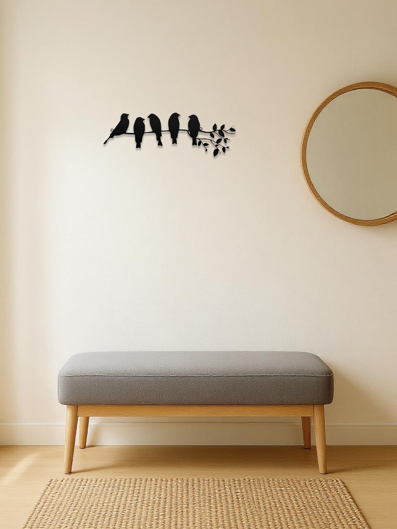 Arte de Pared con Pájaros en Metal, Decoración de Madera con Aves — imagen 5
