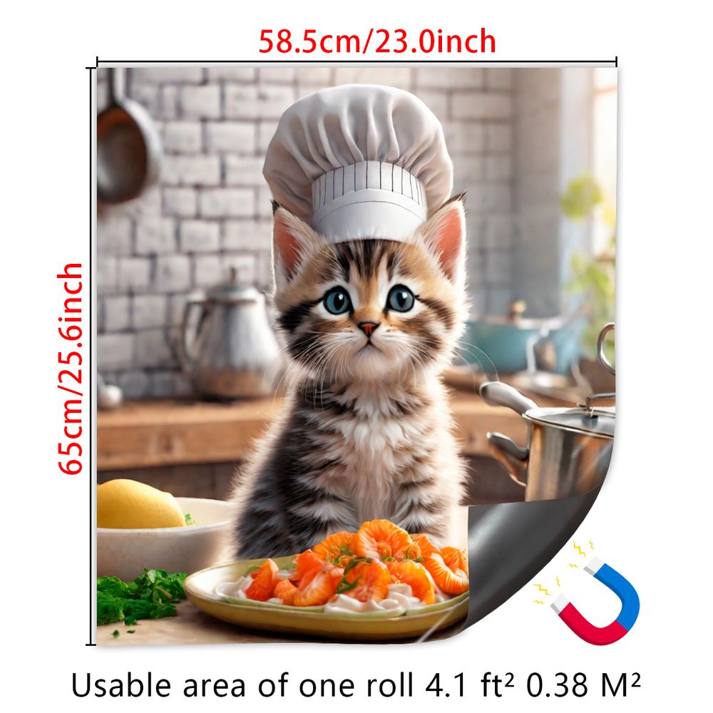 Cubierta Magnética 2D Plana para Puerta de Lavavajillas con Temática de Gato Chef, Adecuada para Lavavajillas, Refrigeradores, Etc. - Fácil de Limpiar — imagen 2
