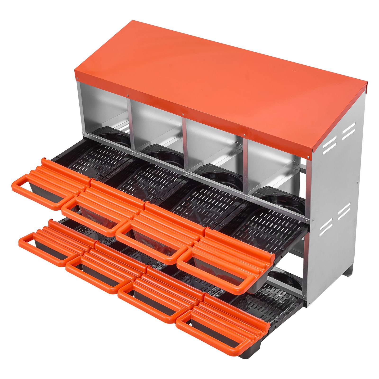 2 Tiers Chicken Nesting Boxes, 8 Compartments, Metal Egg Laying Boxes With Protective Collection Lids, Roll Out Nesting Box, Easy To Assemble, Ideal For Hens, Ducks, Chickens, And Other Poultry — imagen 1