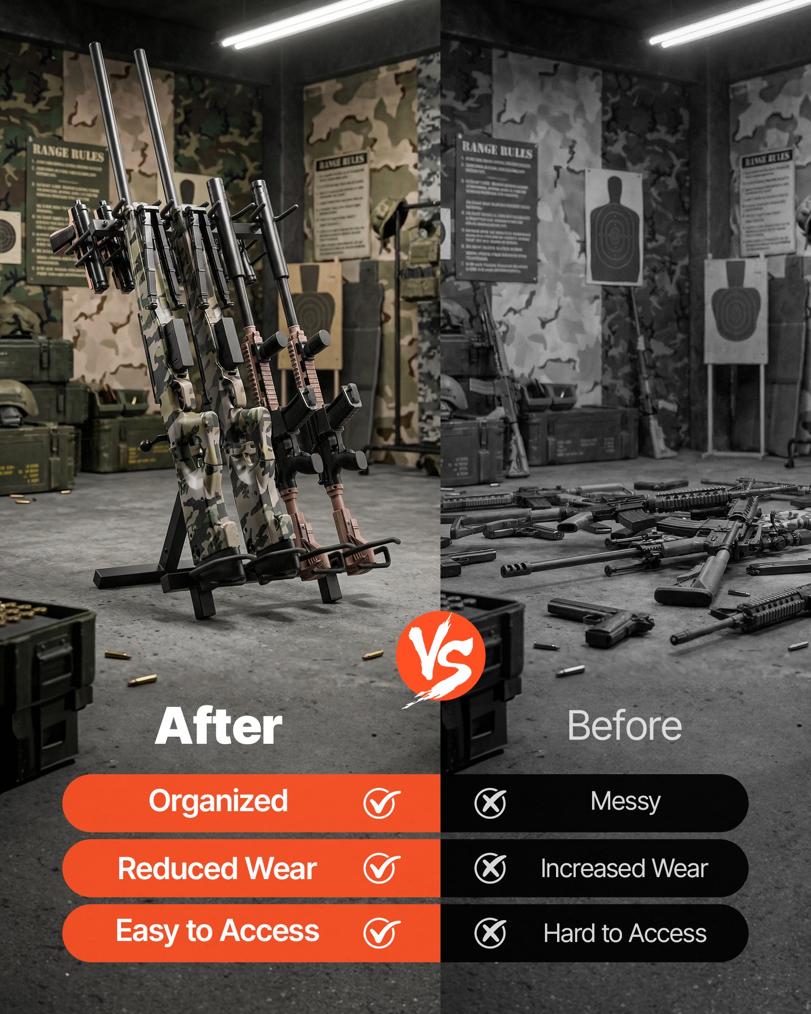 Estantería de Armas Portátil, Plegable, Resistente al Acero para Escopetas y Rifles, Soporte Freestanding para Interior y Exterior, Almacena Hasta 7 Pistolas y 4 Escopetas/Rifles para Caza y Tiro — imagen 5