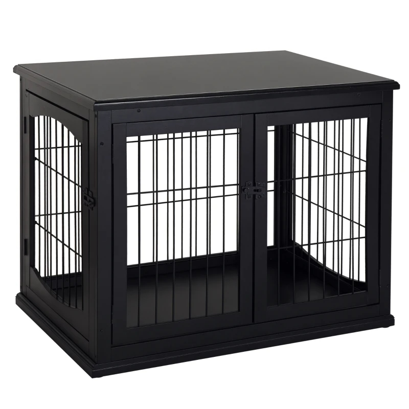 Caja de Muebles para Perros, Cárcel para Puppies con 2 Puertas y Cerradura, Mesa de Fin de Silla, Negro — imagen 8