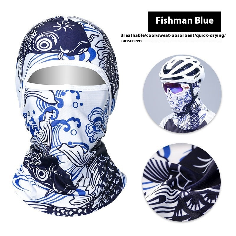 Summer Ice Silk Sun Protection Mask Men's Head Cover Full Face Fishing Sun Protection Scarf — image 8
