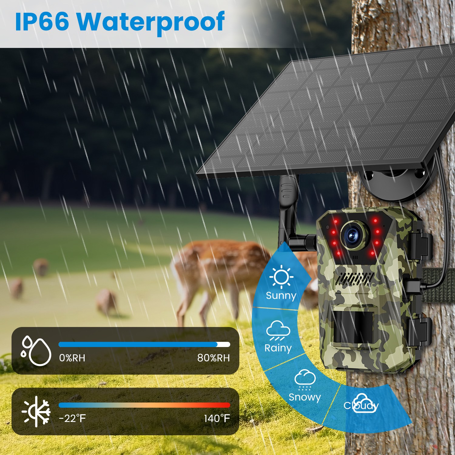 4G 4K 30FPS Solar Trail Camera Outdoor Wildlife Camera Motion Activated IP66 Waterproof With 140 Degree Viewing Angle No Glow Night Vision SIM Card APP Control No WiFi Needed — image 12