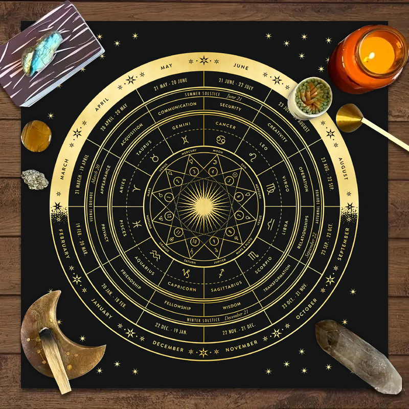 Manta de Mesa para Juego Tarot Decorativa con Mandala y Fases Lunares — imagen 6