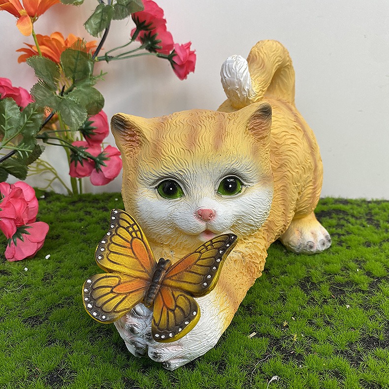 Solar resin lamp outdoor cat butterfly decorative ornaments — image 5