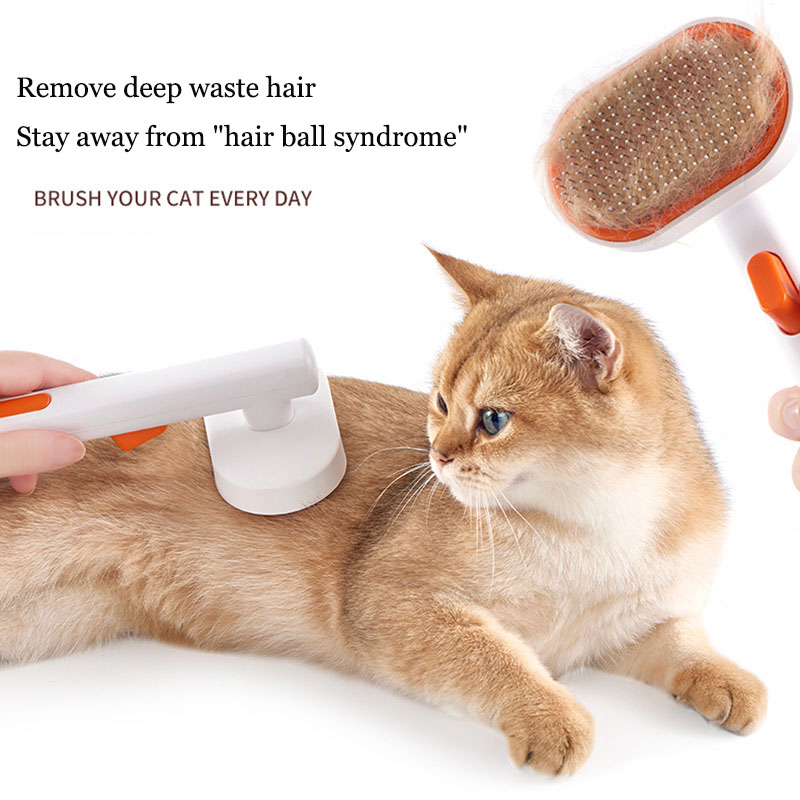 Pet comb, pet hair removal brush, cat and dog comb, automatic hair removal and beauty brush — image 3