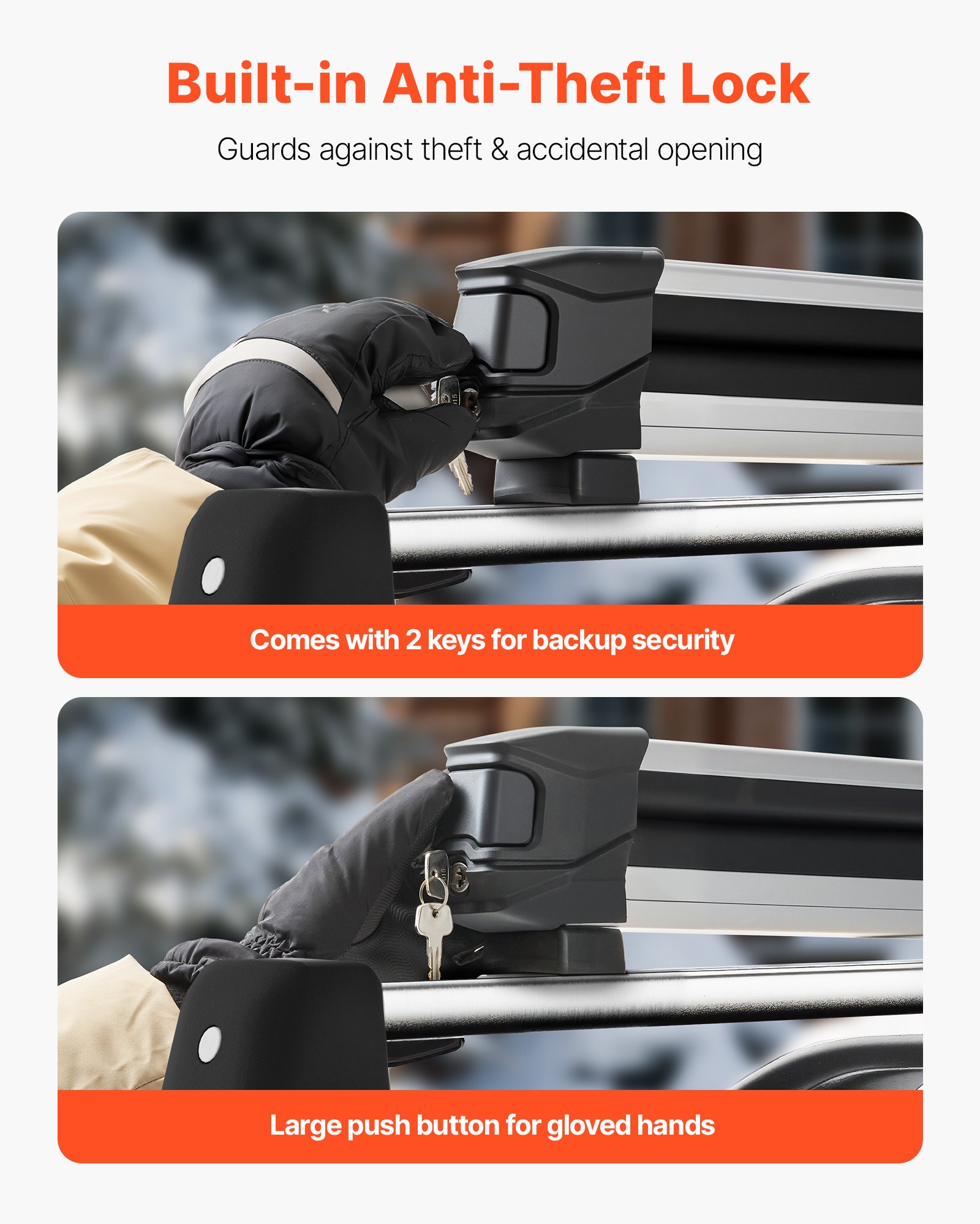 Ski & Snowboard Roof Rack, Carry Up To 6 Pairs Of Skis Or 4 Snowboards, 2 PCS Aluminum Universal Car Roof Rack With Lock & Rubber Padding, Carrier For Fishing Rod, Fit Most Slotted Crossbars — imagen 2