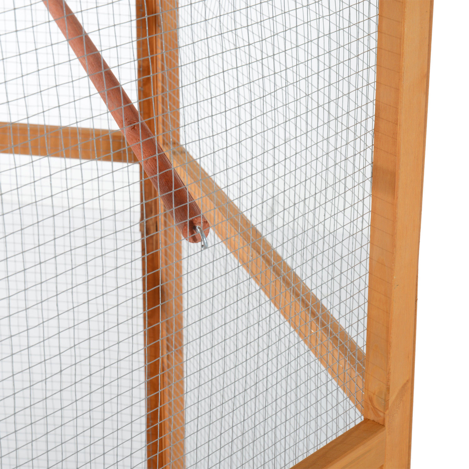 69 Large Wooden Bird Aviary Hexagonal Outdoor Aviary Flight Bird Cage With Covered Roof, Brown — imagen 8