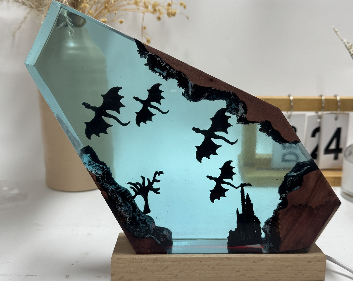 Fire Dragon and Ice Dragon Resin Lamp 3D Dragon Desk Lamp Game of Power Dragon Lamp Lighting Home Decoration — image 5