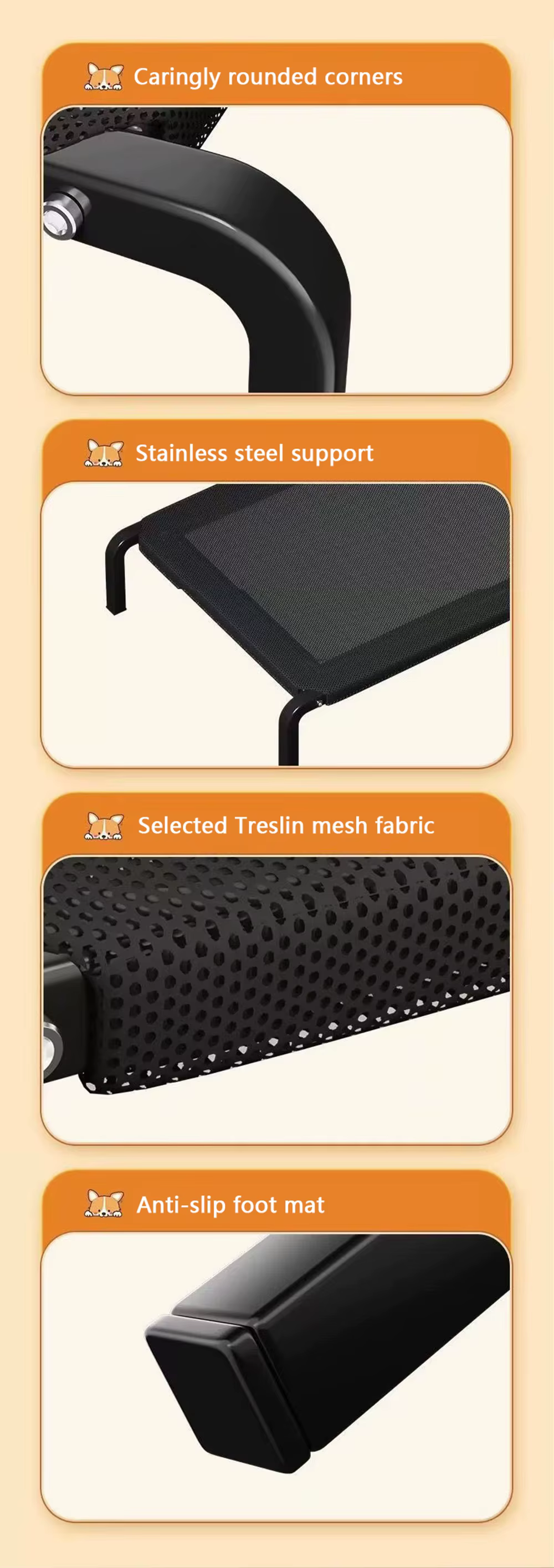 For Outdoor Home Use Elevated Big Dog Bed Summer Dog Nest Convenient Carry Moisture Proof Non-Slip Large Cat Bed Durable — image 5