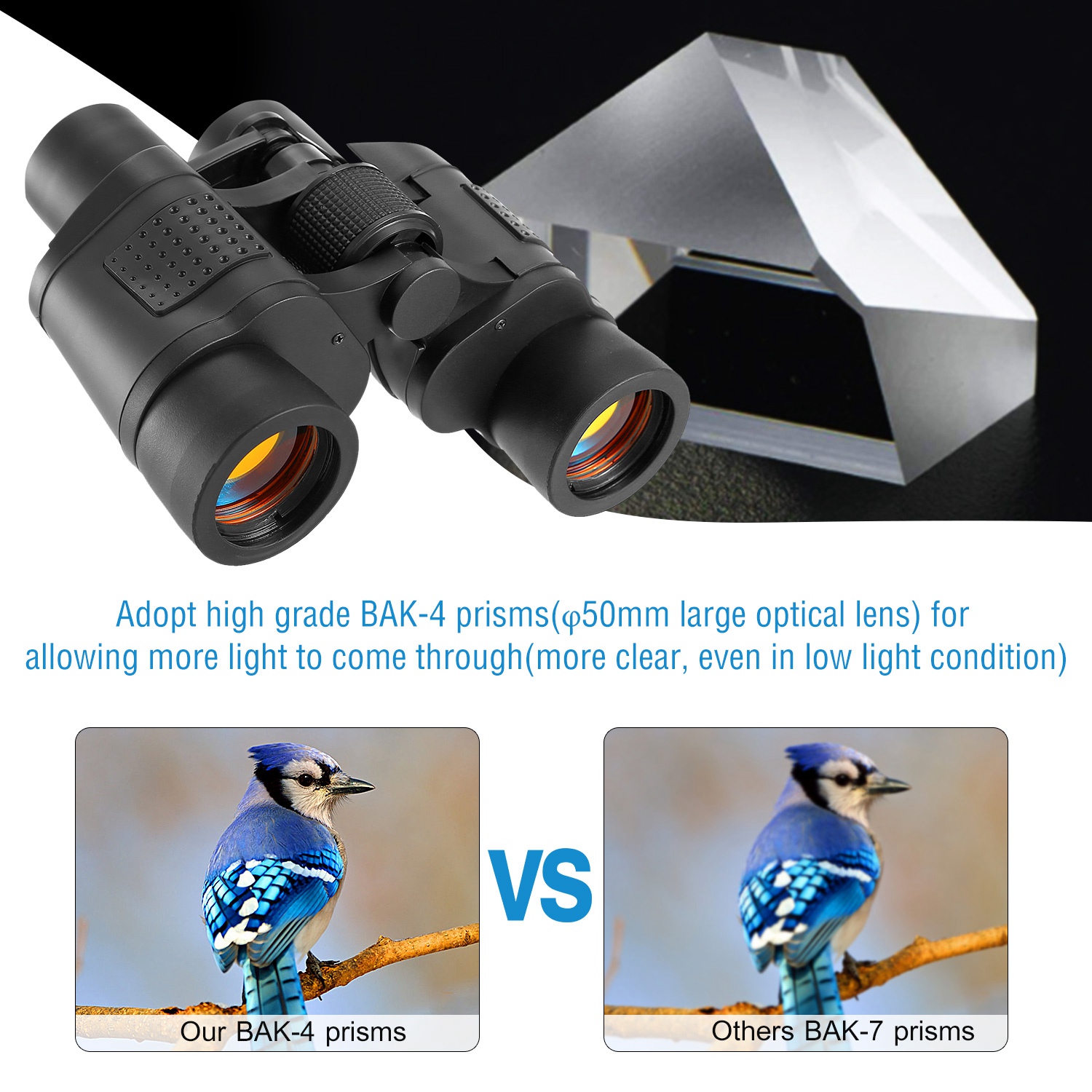 Binoculares Portátiles HD con Lente FMC para Visión Nocturna Baja Luz Telescopio para Observación de Aves Caza Eventos Deportivos Conciertos Aventuras al Aire Libre con Bandolera Bolsa para Primavera Verano — imagen 12