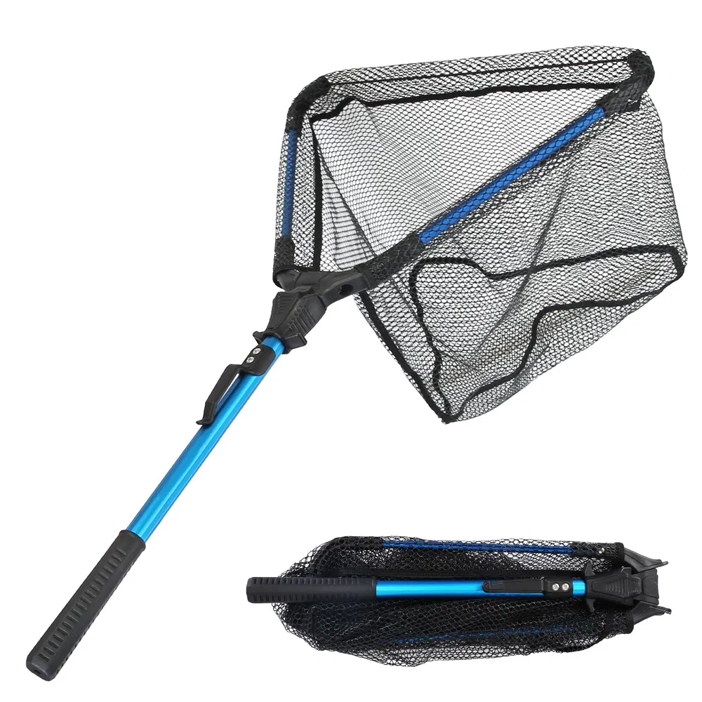 Redes de Pesca Plegable con Varilla de Aleación de Aluminio Manija de EVA Durable 5MM Recubrimiento de Nitrógeno Hexagonal Malla de Nilon Colapsable Red de Aterrizaje Segura para Pescar o Liberar — imagen 3