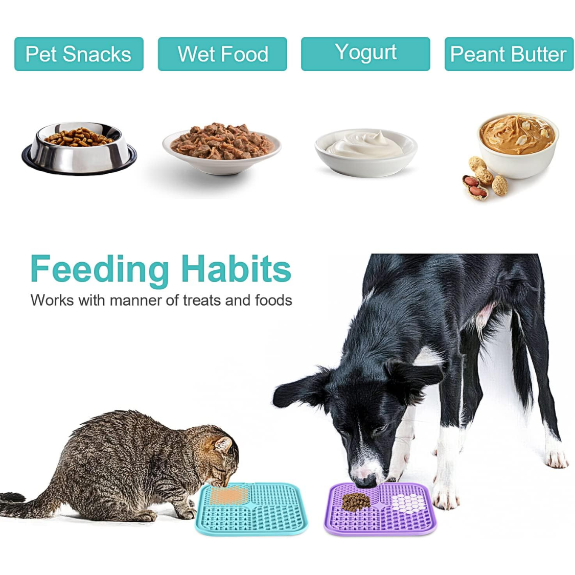 Láminas de Lamer para Perros y Gatos 2 Piezas, Plato Lento con Cúpulas de Succión para Aliviar Ansiedad y Reducir Aburrimiento — imagen 2