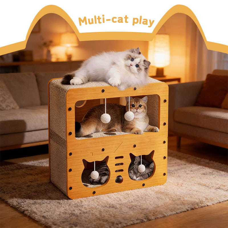 3-in-1 Cat House, Bed & Scratch Post - Multi-Layer Structure Made of Soft, Eco-Friendly Cardboard — image 7