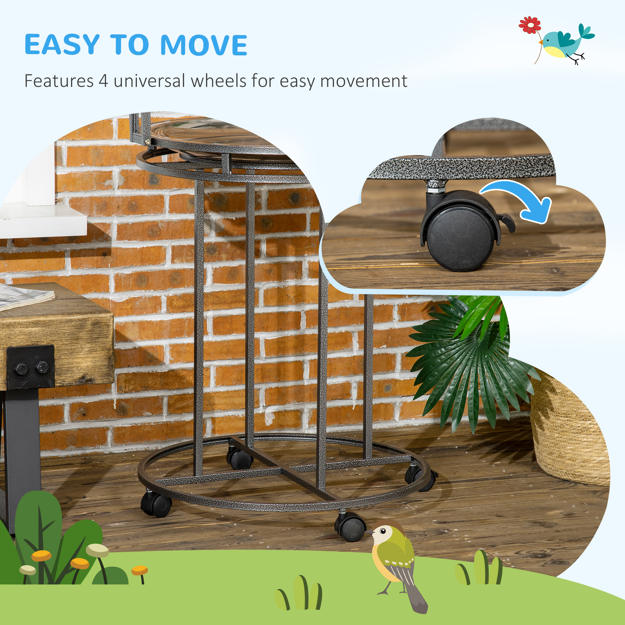 Parrot Stand Large Bird Perch Stand with Toy Hook & 3 Ladders, Parrot Perch, Bird Wooden Stand, Gray — image 2