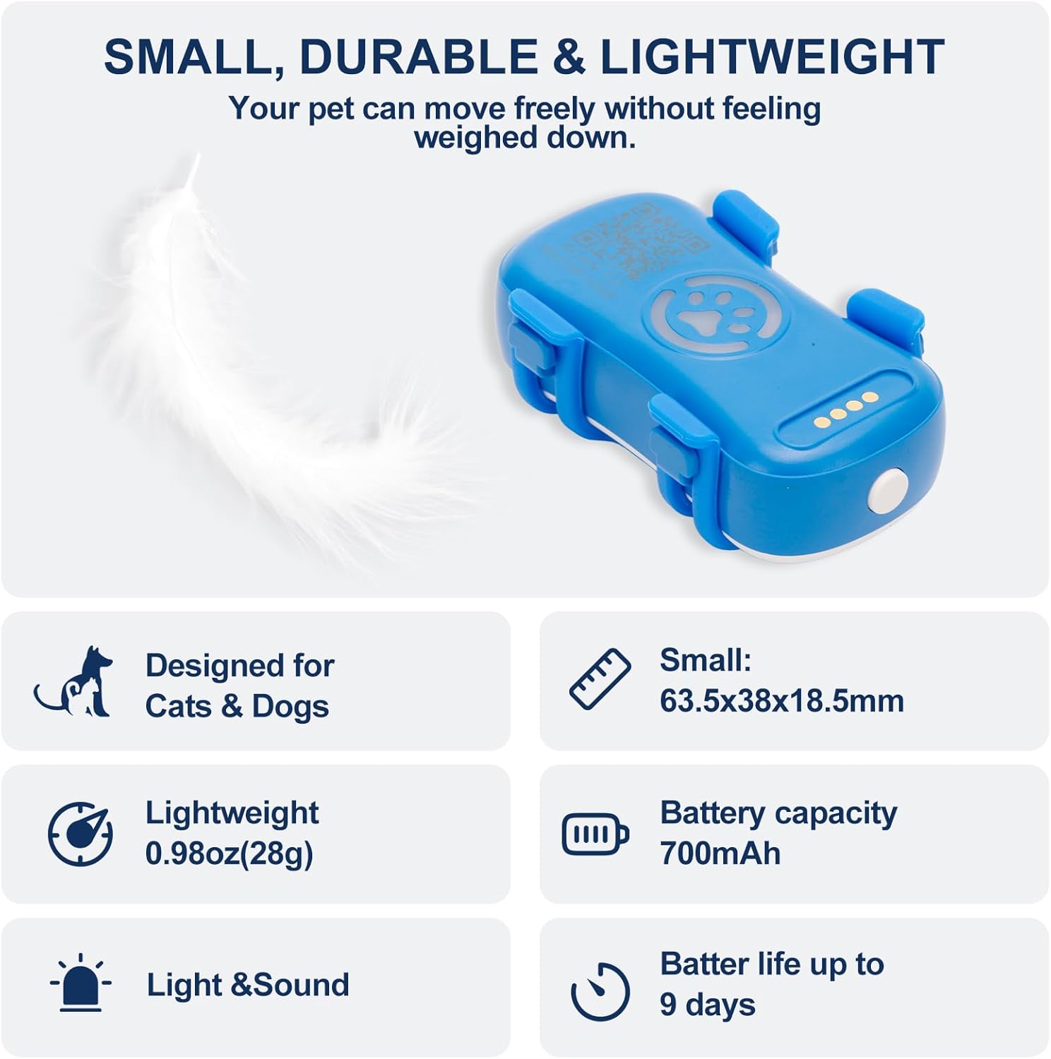 Rastreador GPS para Perros en Tiempo Real, Protección Antipérdida con Geocortina y Alarma Sonora y Luz, Trackede sin Límite, Compatible con la Mayoría de Collares de Mascotas, Suscripción Obligatoria — imagen 2