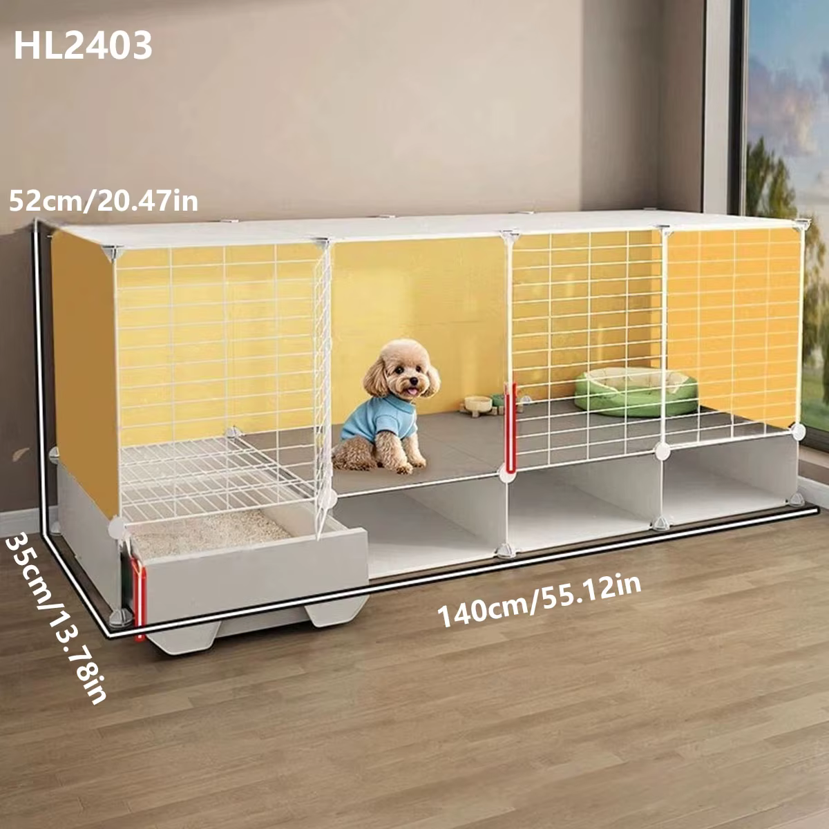 Small Dog Cage with Separate Toilet Area for Indoor Use, Suitable for Household Pets Like Teddy, Corgi, Small Dogs, Rabbit Villa, and Kitten Cage with Litter Box — image 3