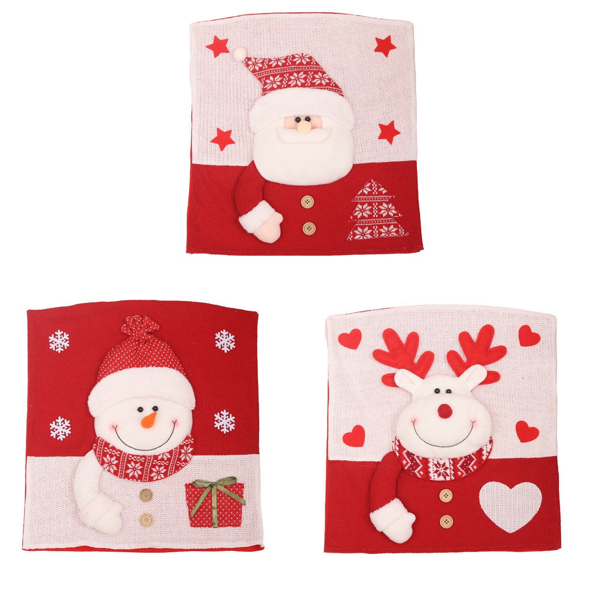 Elderly snowman deer knitted fabric three-dimensional figurine chair cover table and chair cover restaurant decoration — image 1