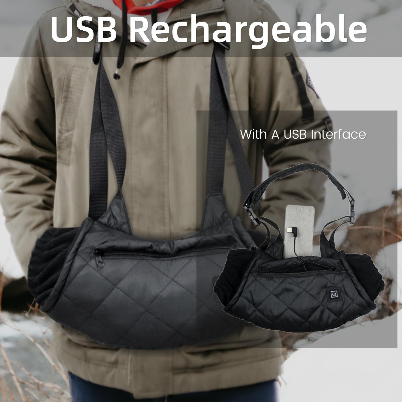 Ice fishing equipment outdoor camping heated warm gloves three speed adjustable heating warm handbag — image 5