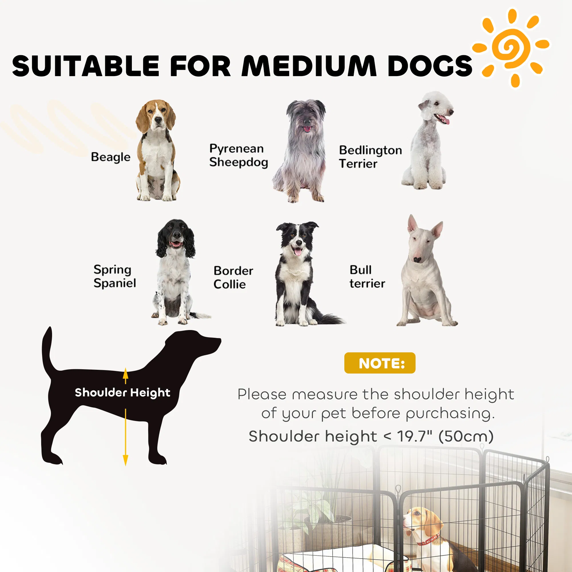 31.5" Dog Playpen Indoor Outdoor, Portable Foldable 8 Panels Pet Playpen with Door & Strap for Medium Dogs — image 6