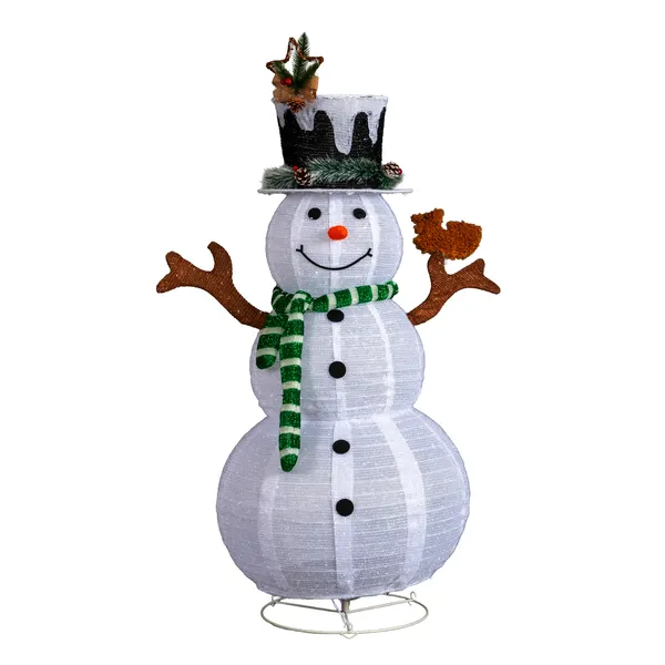 Lighted Snowman And Squirrel Christmas Yard Decorations, Pre-lit Pull Up Snowman With 120 White LEDs, For Xmas Outdoor Holiday Indoor Decor Lighted Holiday Displays — image 1