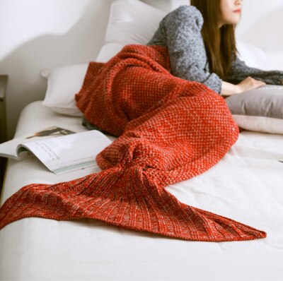 TONGDI Soft Warm Popular Fashionable Mermaid Fish Tail Knitting Blanket Gift For Girl Princess All Season Handmade Sleeping Bag — image 9