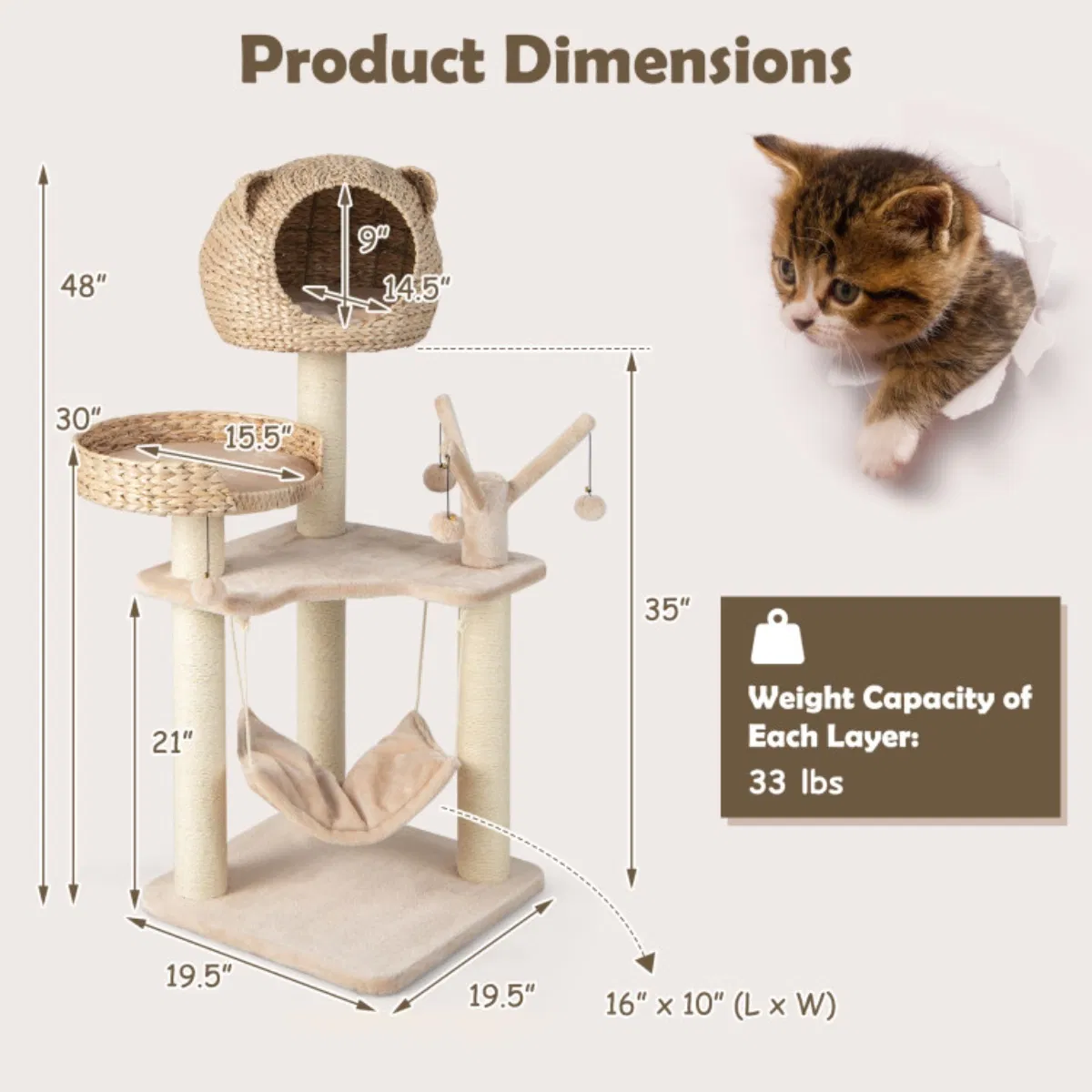 Five-story cat tree with hammock — image 8