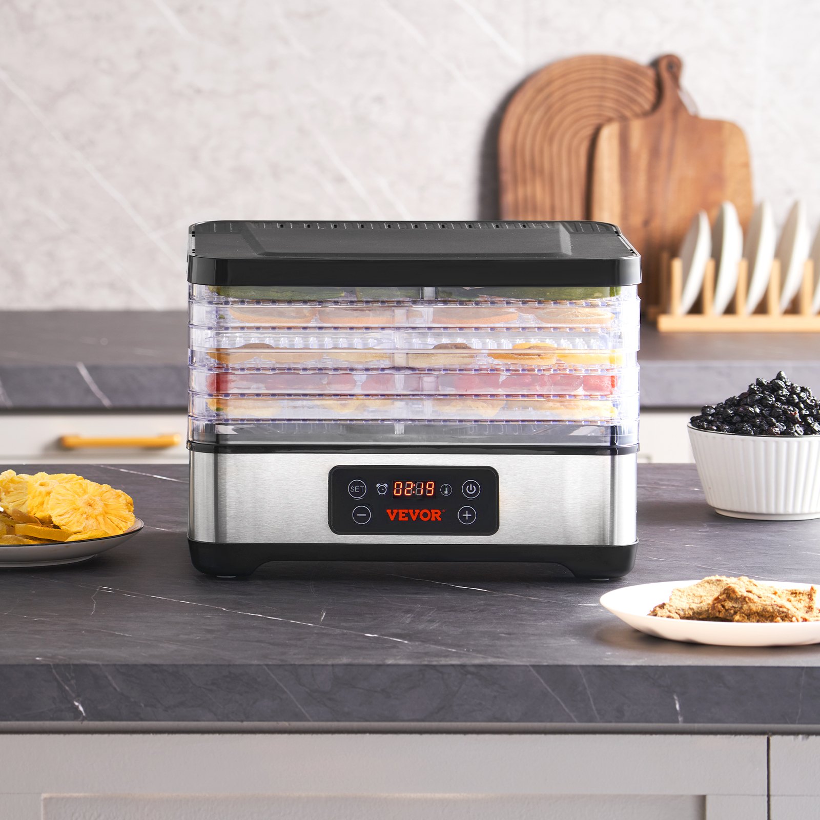 Food Dehydrator Machine, 5-Tray Fruit Dehydrator, 300W Electric Food Dryer Digital Adjustable Timer & Temperature For Jerky, Herb, Meat, Beef, Fruit, Dog Treats And Vegetables, ETL Listed — image 3