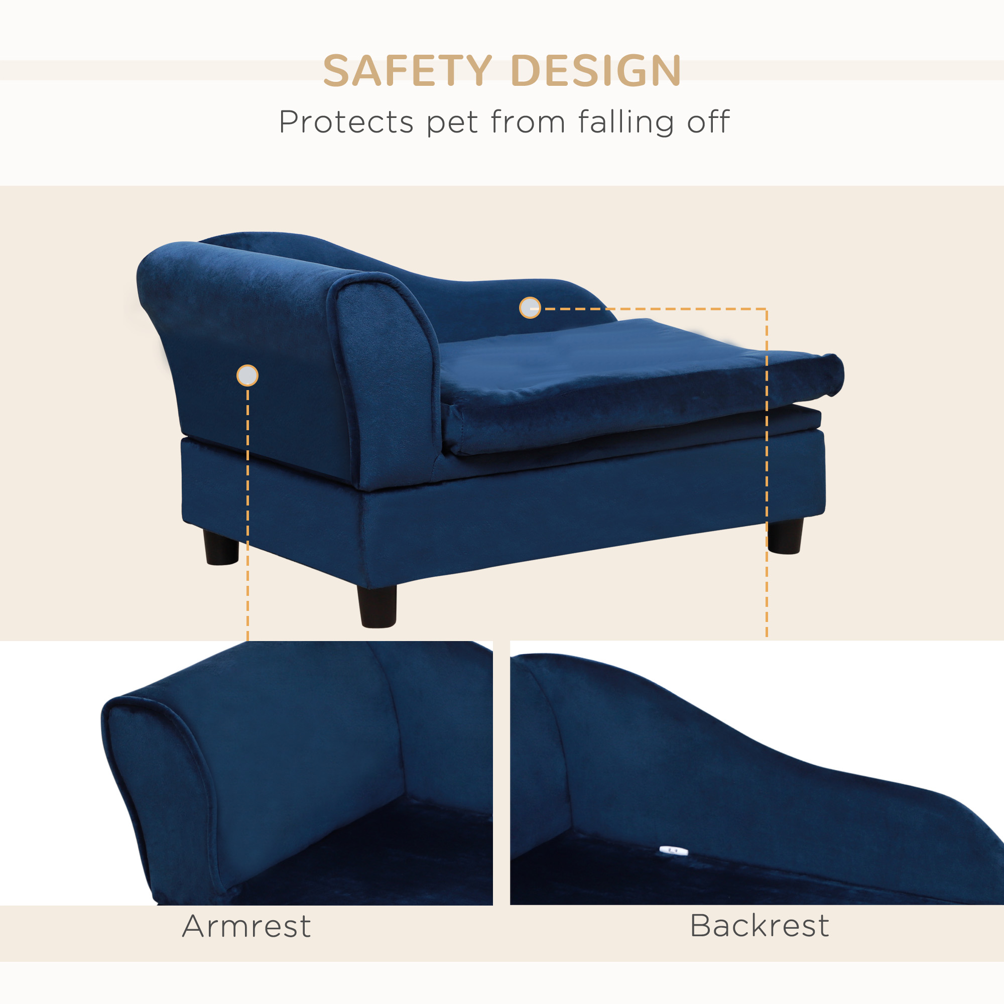 Pet Sofa Bed Couch with Storage, Pet Sofa for Cats and Small Dogs — imagen 8