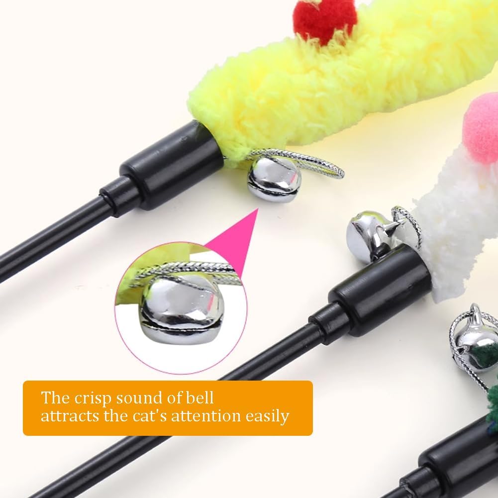 Cat Toys Plush Srtip Cat Wands Interactive Cat Toys Colorful Cat Teaser Wands Interactive Cat Toys For All Breed Sizes — image 2
