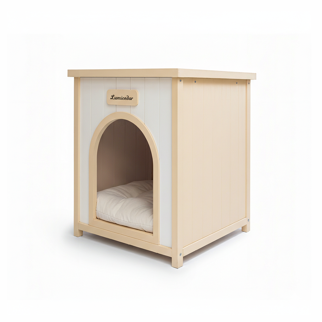 Modern Indoor Wooden Dog House with Removable Cushion – Solid Cedar Pet House for Small Dogs & Cats, Furniture-Grade Scandinavian Design — image 5