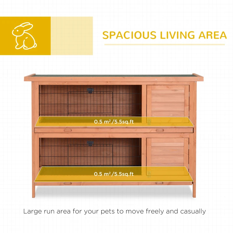 2-Story Large Rabbit Hutch Bunny Cage Wooden Pet House Small Animal Habitat With Lockable Doors, No Leak Tray And Waterproof Roof For Rabbits, Chickens, Ducks, Outdoor Indoor Natural — imagen 4