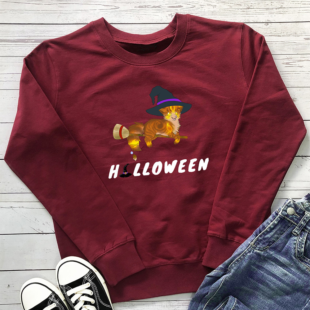 Halloween letter cat print pattern hoodie — image 9