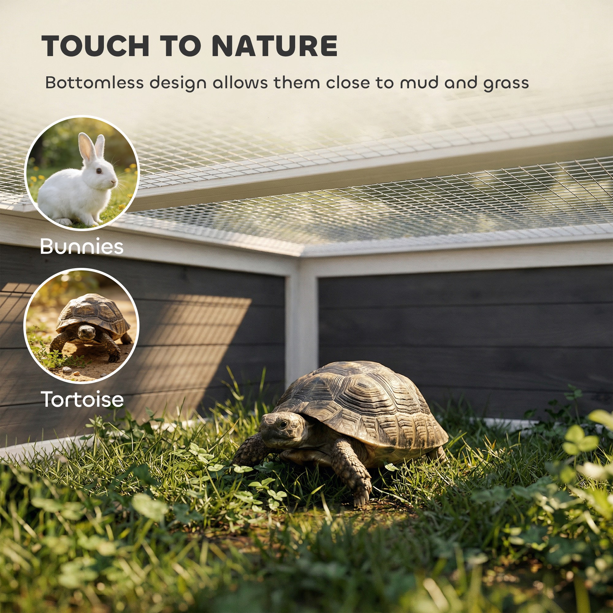 Tortoise Habitat Openable Top Wooden Tortoise Enclosure Run Area and Clear Window Dark Gray — image 3