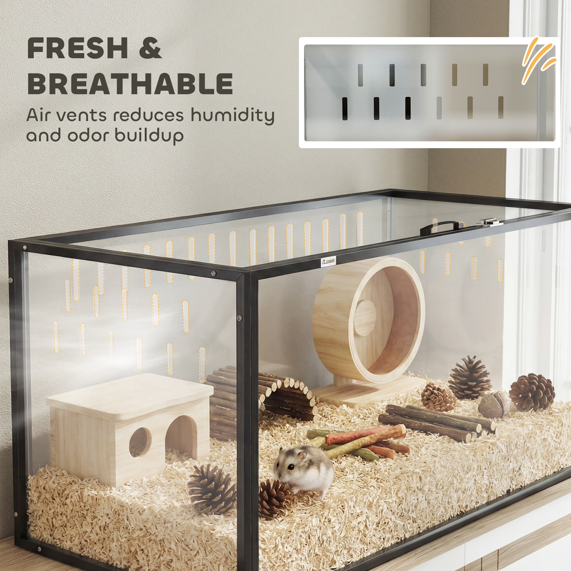Large Acrylic Hamster Cage, Chewproof Guinea Pig Cage with Openable Top, for Hedgehog, Dwarf Hamster, Rat — image 3