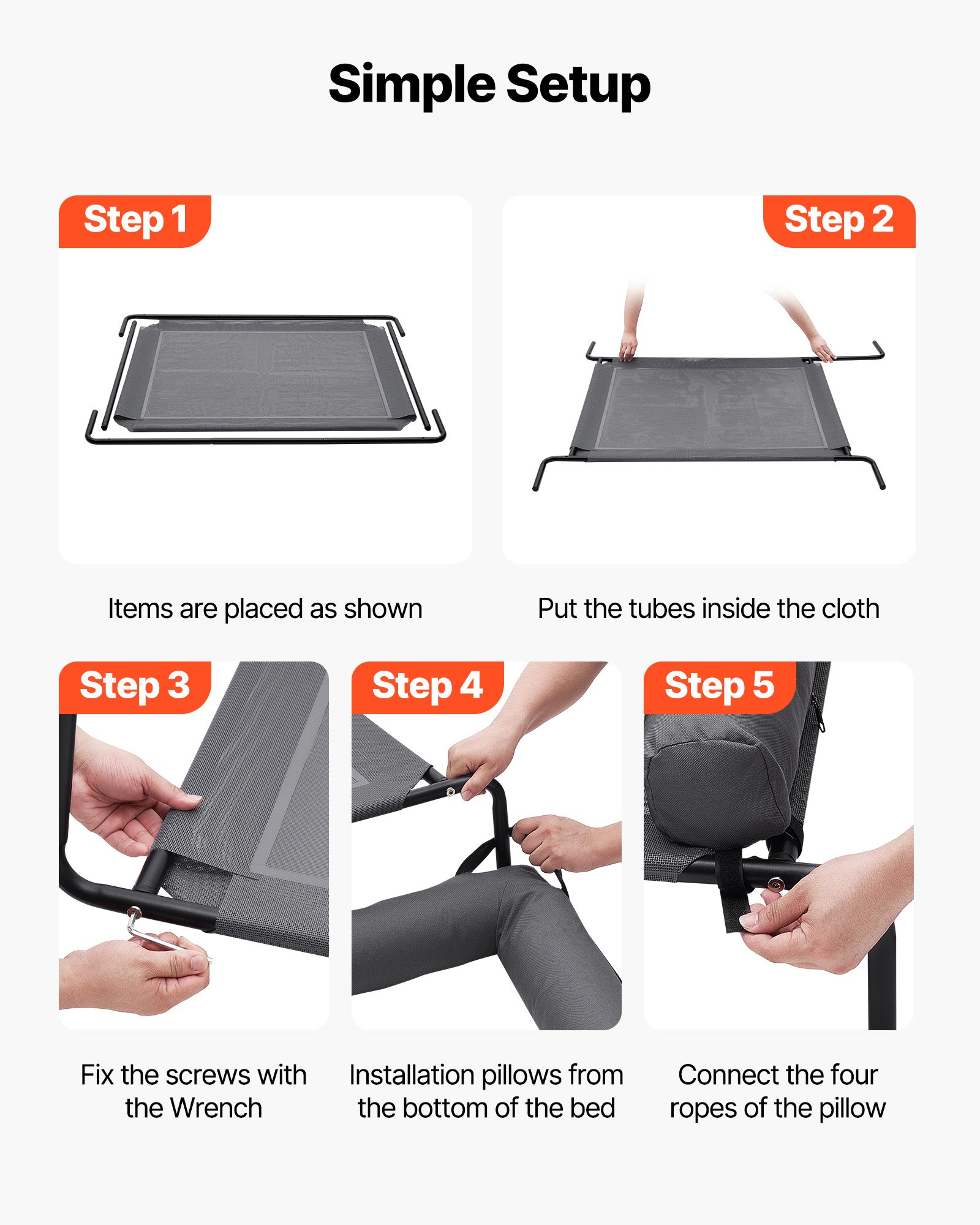 Elevated Dog Bed For Large Dog Portable Raised Dog Cot With Pillow XL Gray — image 3