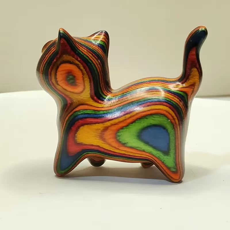 Gatito de Madera Pintado, Escultura de Madera Creativa, Pequeña Estatua Decorativa de Gato Para Entrada del Hogar en Festividades — imagen 5