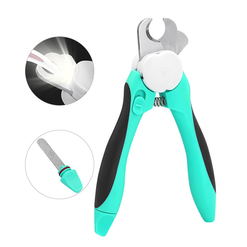 Pet LED Light Nail Clipper Cleaning Grooming Tool Stainless Steel Dog Nail Clipper Built-in File Nail Clipper — image 1