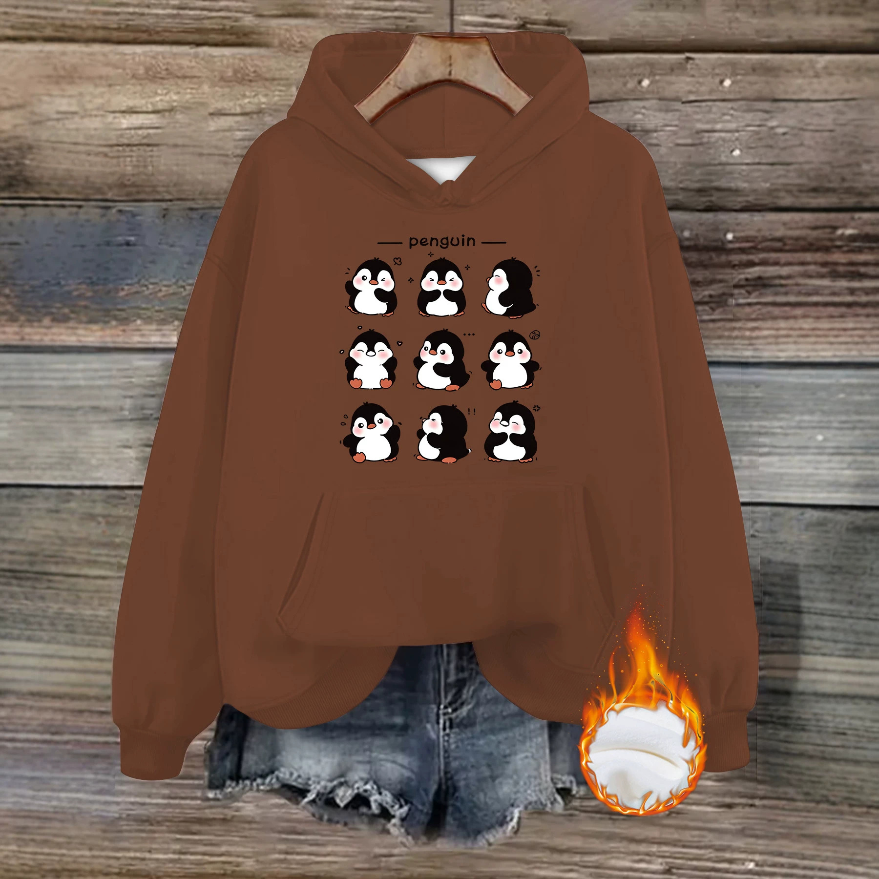 Penguin print hooded sweatshirt — image 3