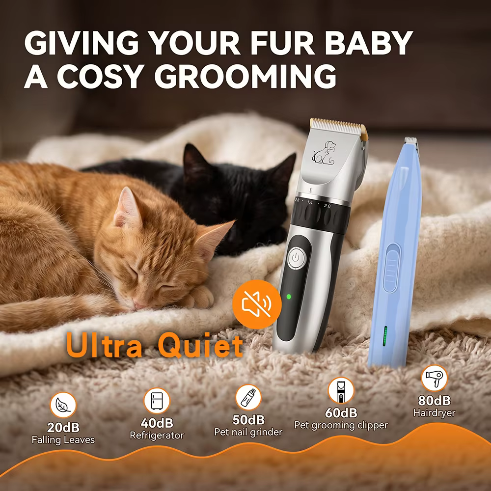 Electric Pet Clipper Grooming Kit For Dogs Reachageable Trimmer Haircut Cat Hair Cutting Remover Professional Machine Set — image 4