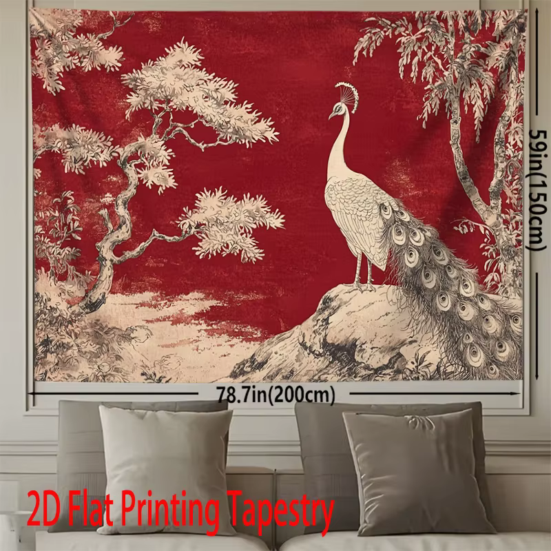 Tapestry de Pavo Asiático con Estilo Chino: Decoración Grande para Habitación o Sala con Accesorios Gratis — imagen 5