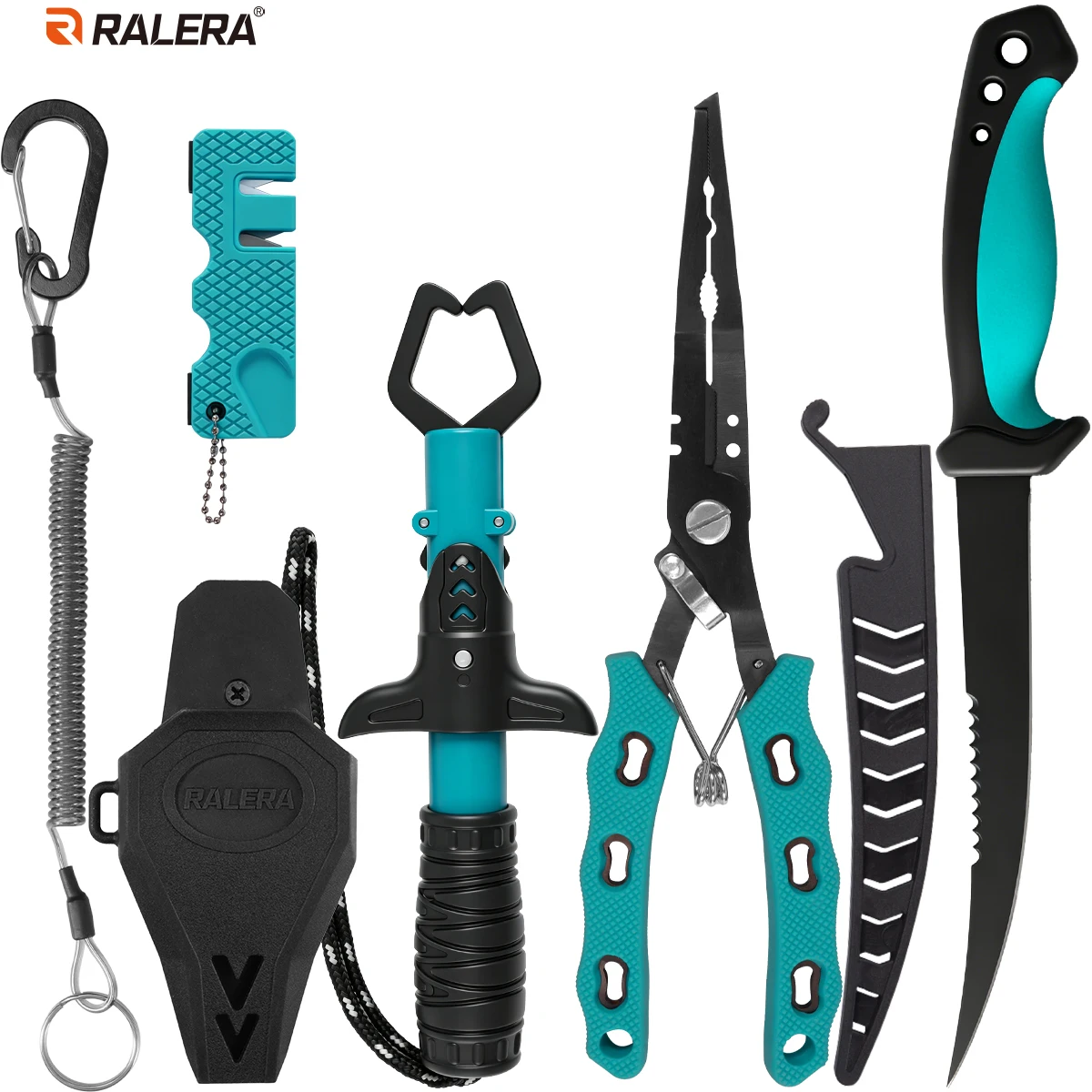 RALERA Saltwater Resistant Fishing Gear Tackle Kit: Fillet Knife, Fish Lip Gripper, Split Ring Fishing Pliers, Fishing Gifts for — image 1