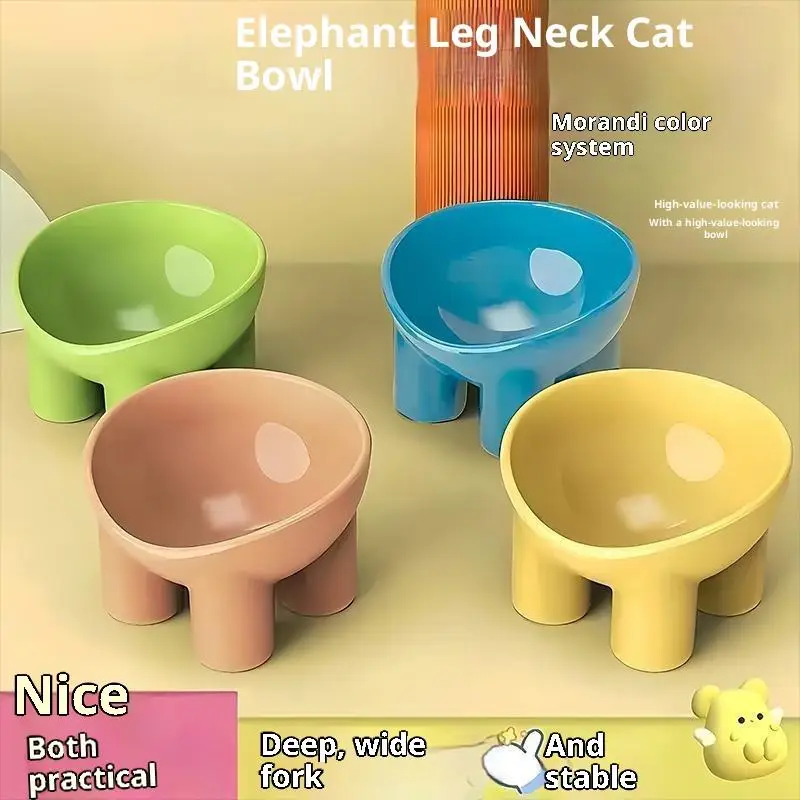 Elevated Cat Bowl With Stand - Durable Plastic Pet Food & Water Dish, Sleek Modern Neck-Friendly Feeding For Cats & Dogs
